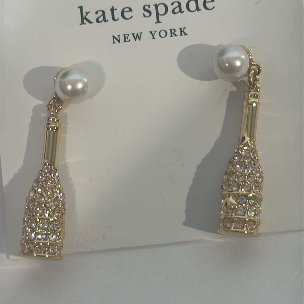 kate spade new york Gold-Tone Pavé & Imitation Pearl Champagne Drop Earrings - Picture 5 of 6